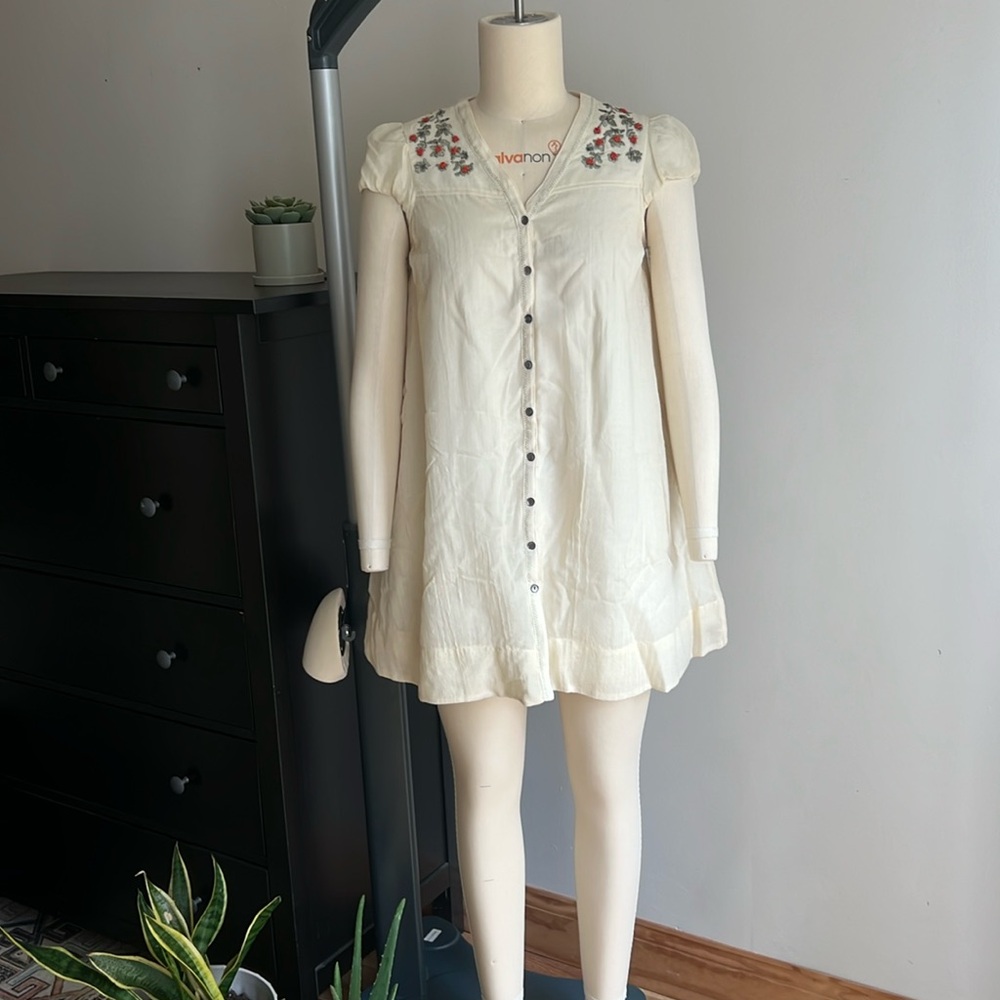 Anthropologie Embroidered Gauze Mini Garden Dress